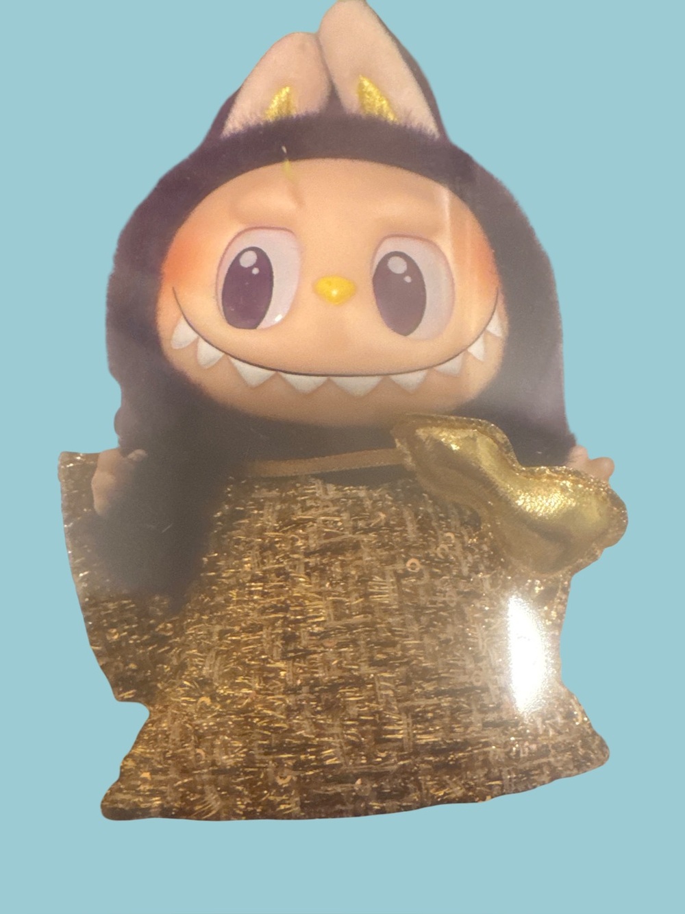 Plush Monster Doll in Black and Gold Hooded Outfit - Cute Character Toy